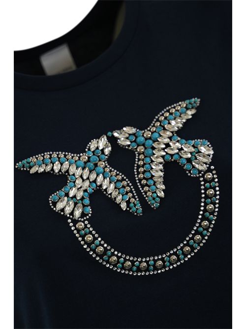T-shirt Quentin con logo gioiello Blu PINKO | 100535 A2G7G1A